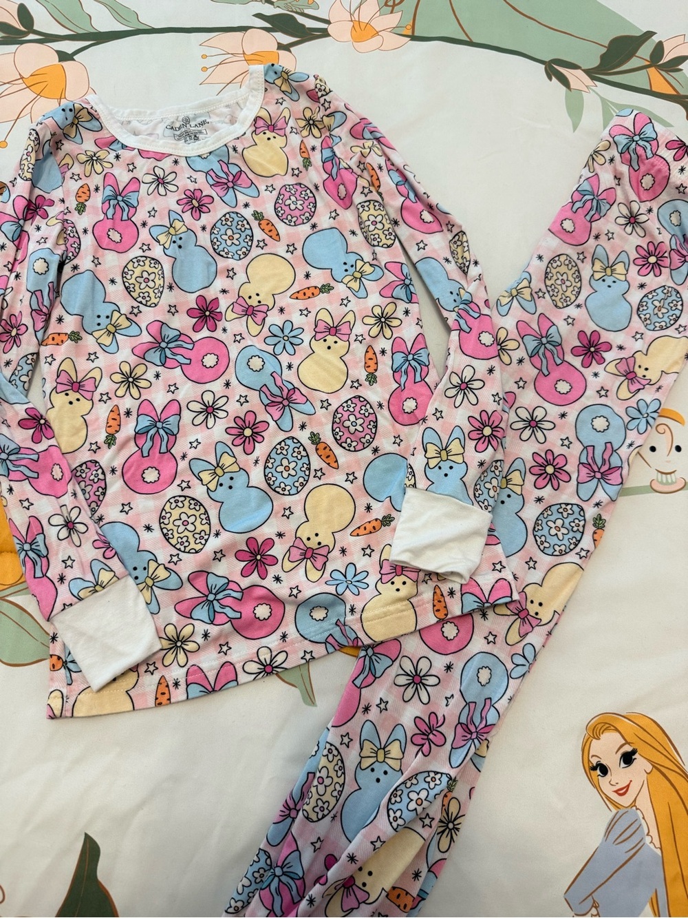Caden Lane Pastel Pink Bunny & Easter Egg Pajama Set